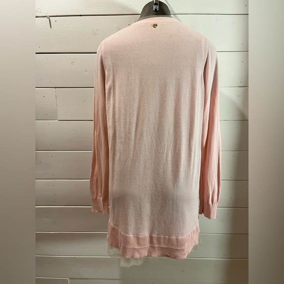 TWINSET baby pink cardigan with tulle hem size M - Picture 11 of 14